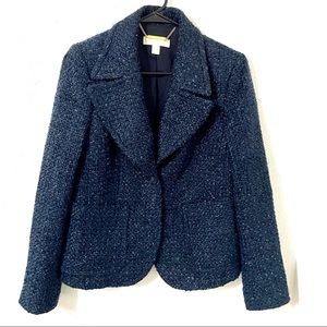 Michael Kors Metallic Blue Tweed Blazer 6
